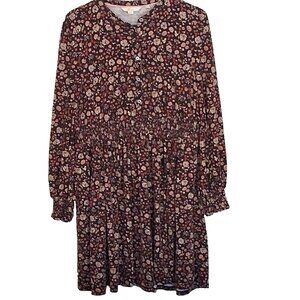 Boden Womens Smocked‎ Jersey Shirt Dress Size 14 Cottagecore Dark Romantic Boho